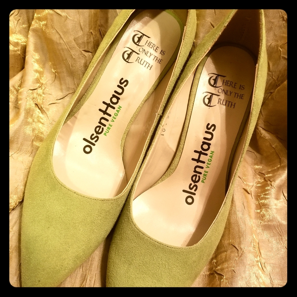 Olsenhaus Vegan Lime Suede Heels